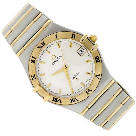 yellow gold constellation steel watch